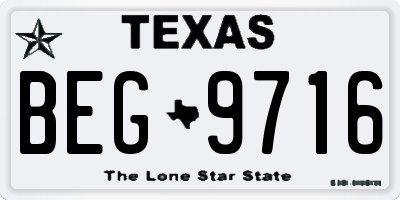 TX license plate BEG9716