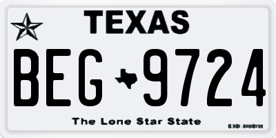 TX license plate BEG9724