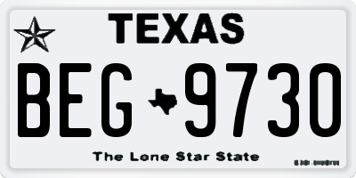 TX license plate BEG9730