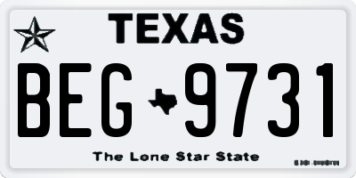 TX license plate BEG9731