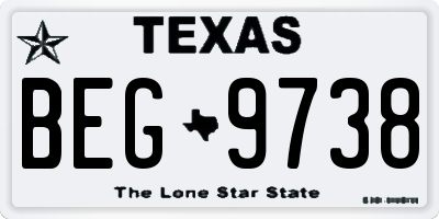 TX license plate BEG9738