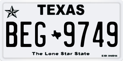 TX license plate BEG9749