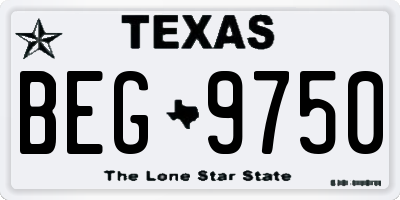 TX license plate BEG9750