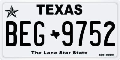 TX license plate BEG9752