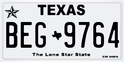 TX license plate BEG9764