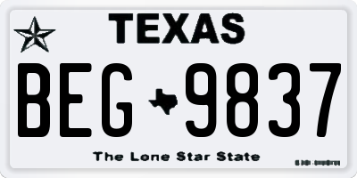 TX license plate BEG9837