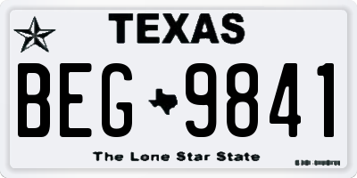 TX license plate BEG9841