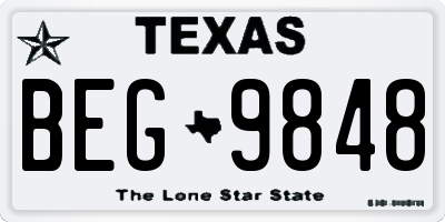 TX license plate BEG9848