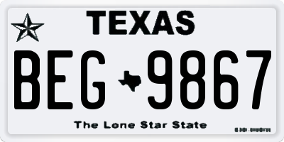TX license plate BEG9867