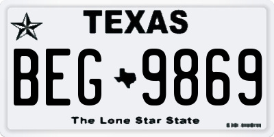 TX license plate BEG9869