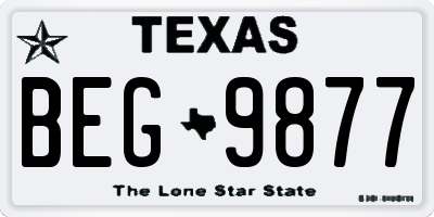TX license plate BEG9877