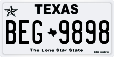 TX license plate BEG9898