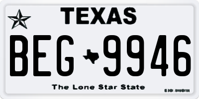 TX license plate BEG9946