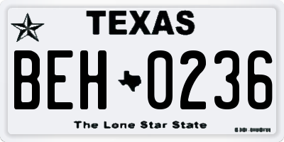 TX license plate BEH0236