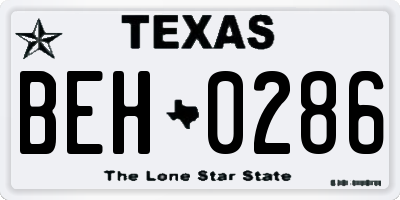 TX license plate BEH0286