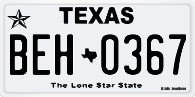 TX license plate BEH0367
