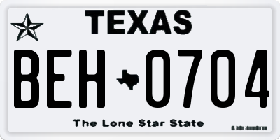 TX license plate BEH0704
