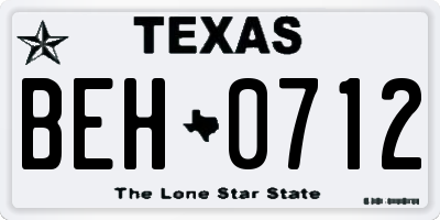 TX license plate BEH0712