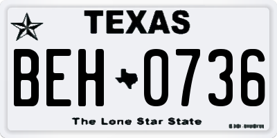 TX license plate BEH0736
