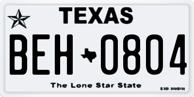 TX license plate BEH0804