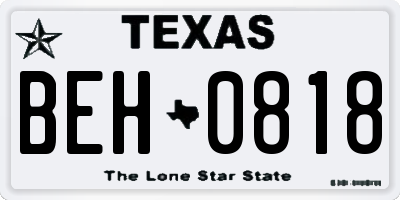 TX license plate BEH0818