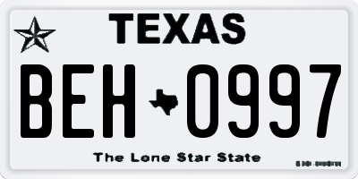 TX license plate BEH0997