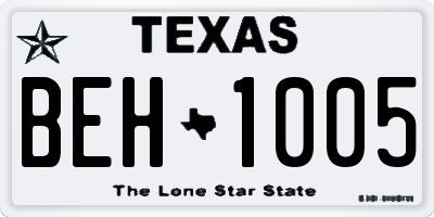 TX license plate BEH1005