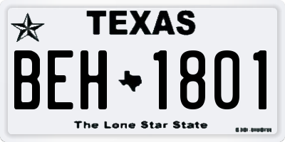 TX license plate BEH1801
