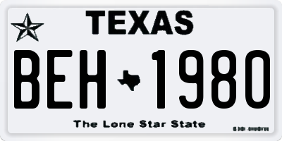 TX license plate BEH1980