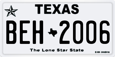 TX license plate BEH2006