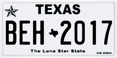 TX license plate BEH2017