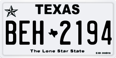TX license plate BEH2194