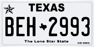 TX license plate BEH2993