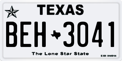 TX license plate BEH3041
