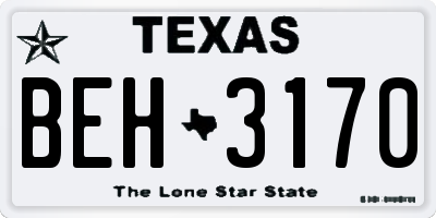 TX license plate BEH3170