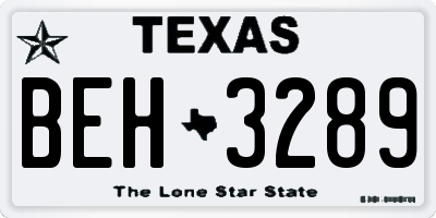 TX license plate BEH3289