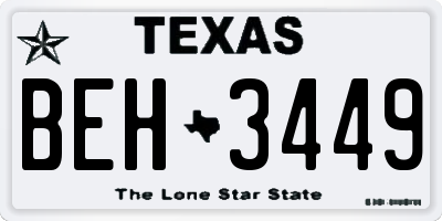 TX license plate BEH3449