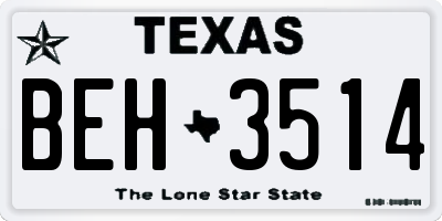 TX license plate BEH3514