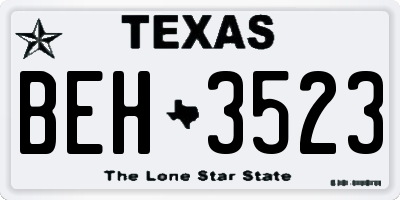 TX license plate BEH3523