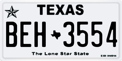 TX license plate BEH3554