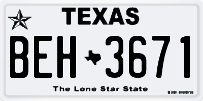 TX license plate BEH3671