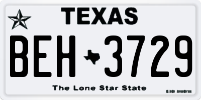 TX license plate BEH3729