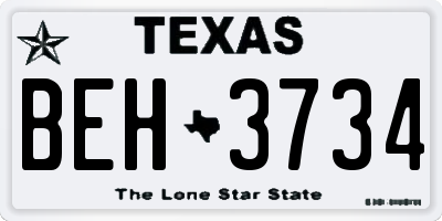 TX license plate BEH3734