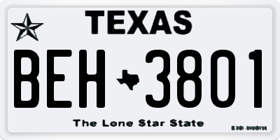 TX license plate BEH3801
