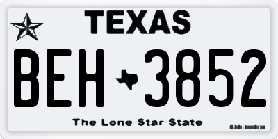 TX license plate BEH3852