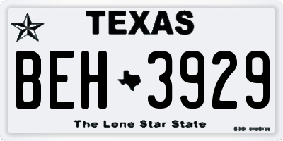 TX license plate BEH3929