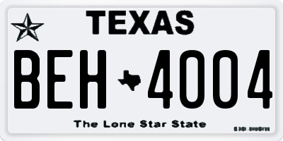 TX license plate BEH4004