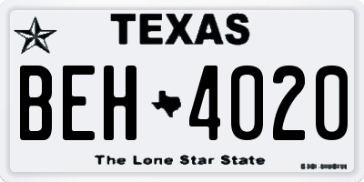TX license plate BEH4020