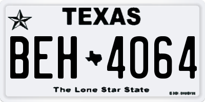 TX license plate BEH4064