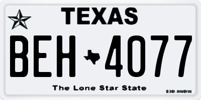 TX license plate BEH4077